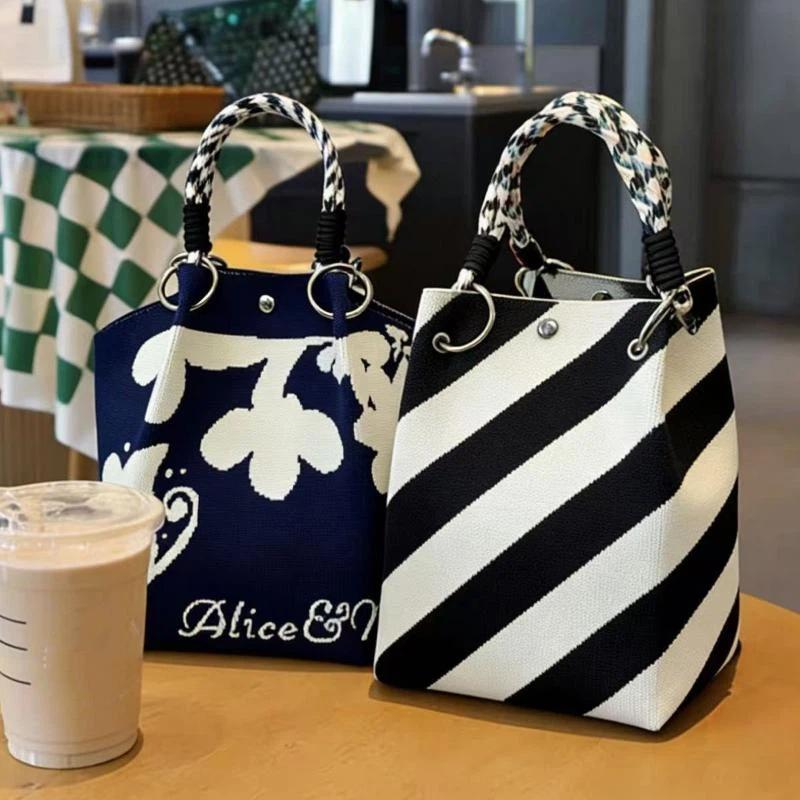 Women Bags For Work - Bolso de mano de punto para