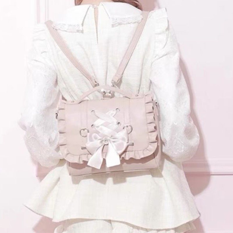 Women Bags Medium Size - Mochila rosa con agradable arco para