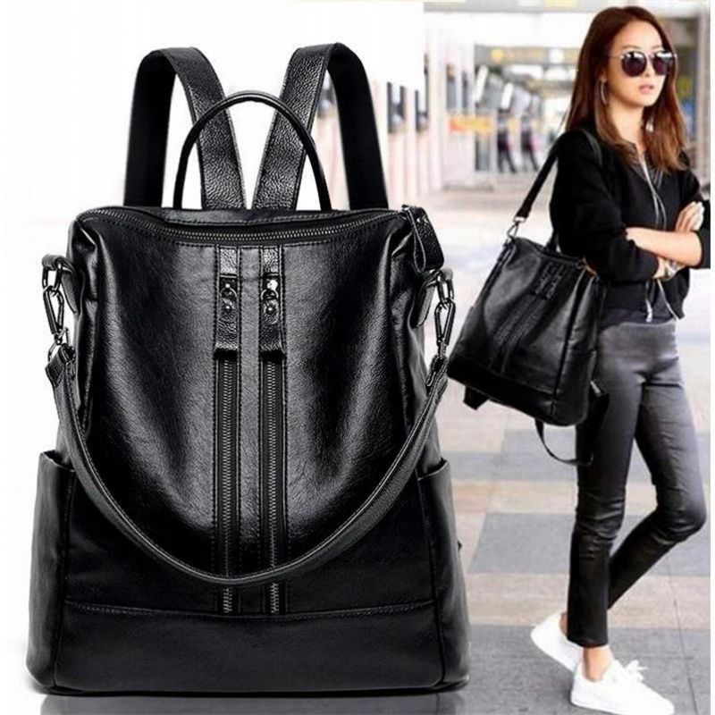 Women Bags Medium Size - Mochila escolar de cuero suave para