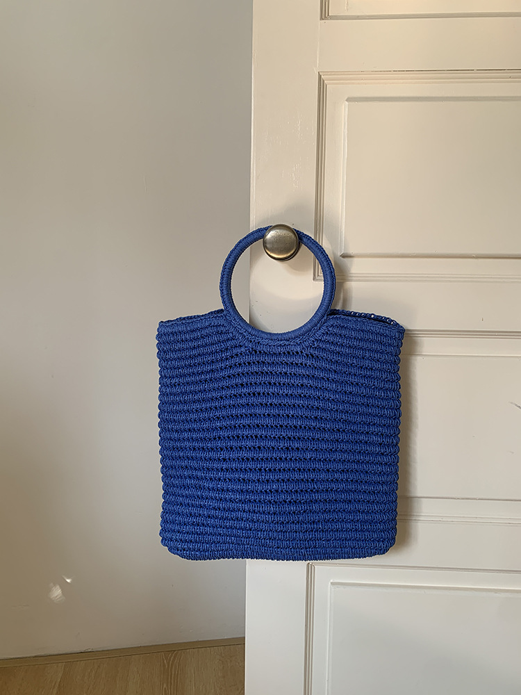 Women Handheld Bags - Bolso de mano de paja tejido