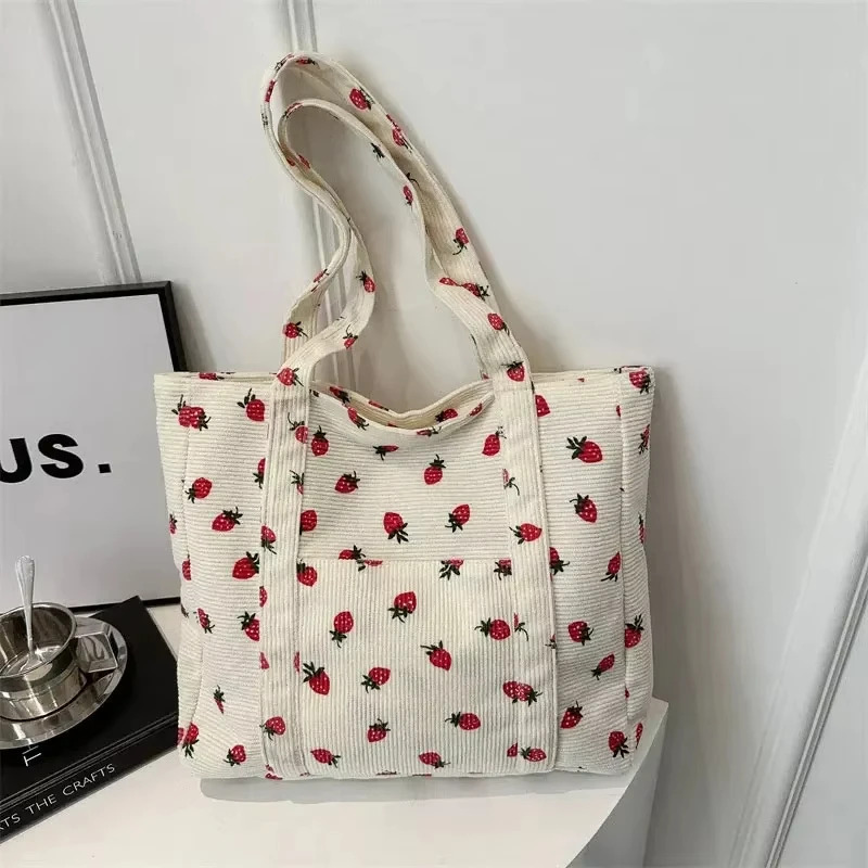 Women Bags Medium Size - Bolso de pana con estampado de