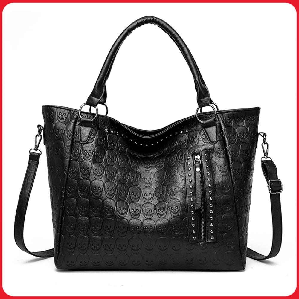 Women Bags For Work - Bolso cruzado Punk Skull de cuero
