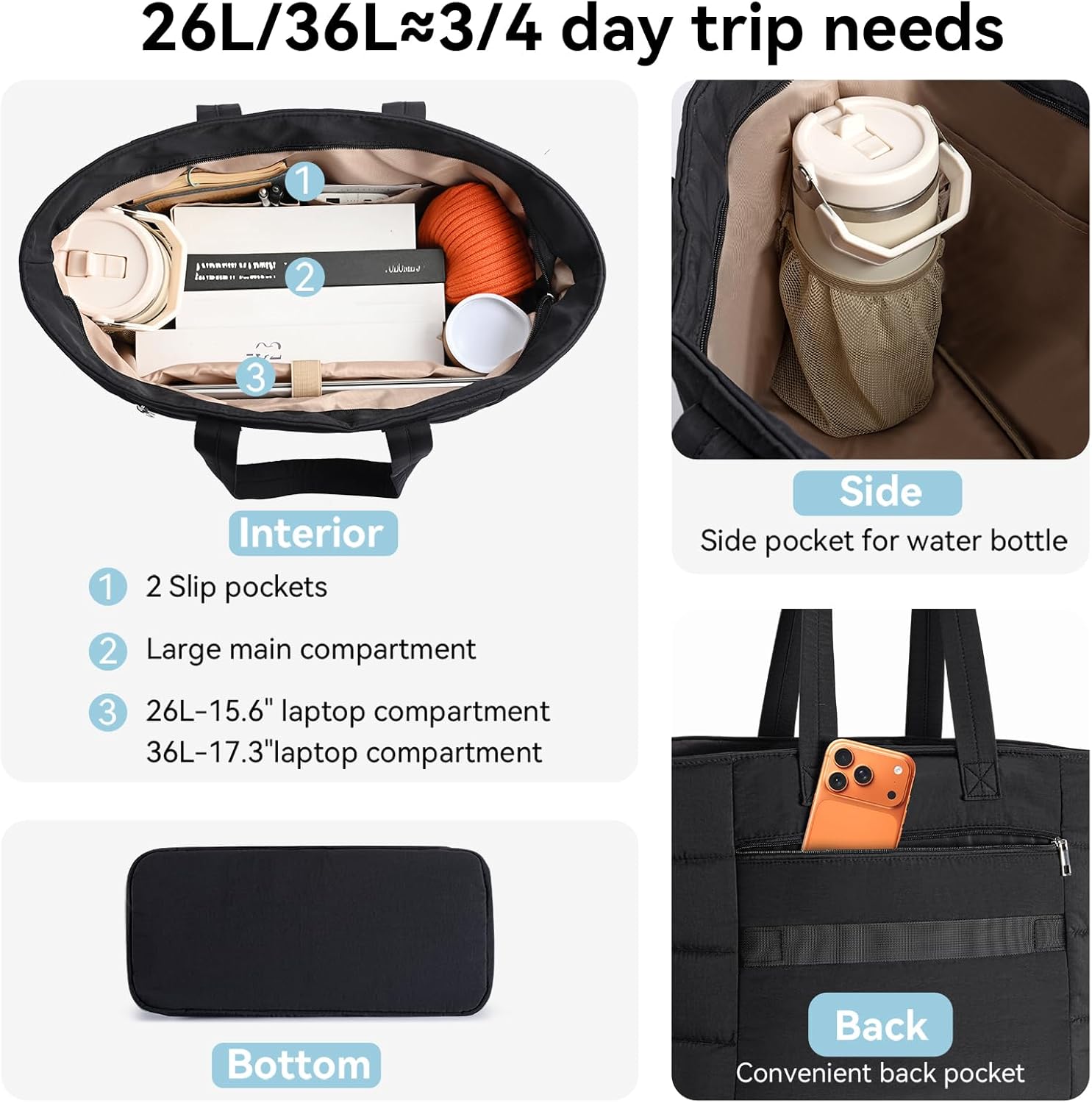 Bolso Tote Acolchado para Muje - Women Bags For Work reseña y precio