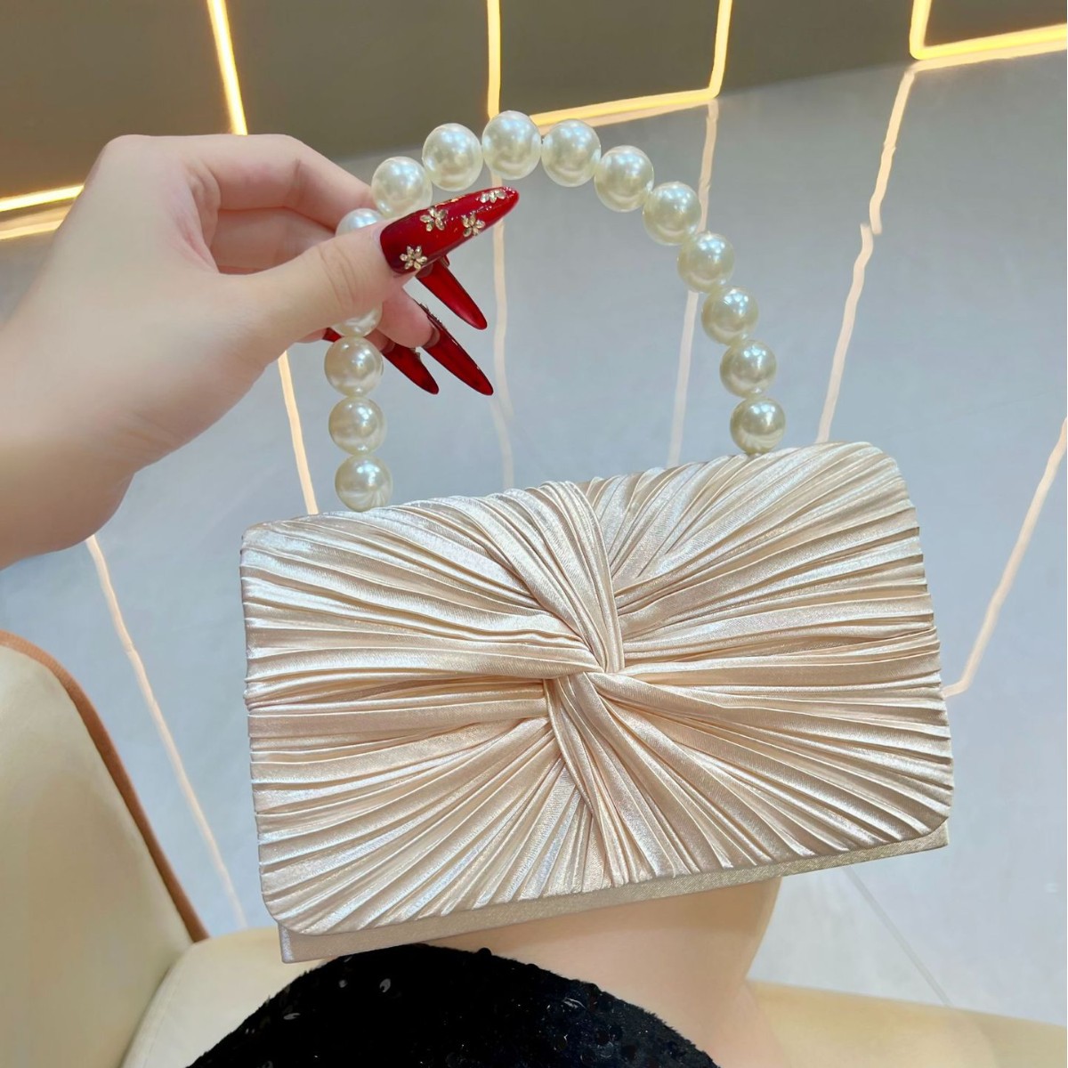 Bolso de noche plisado de lujo - Women'S Evening Bags reseña y precio