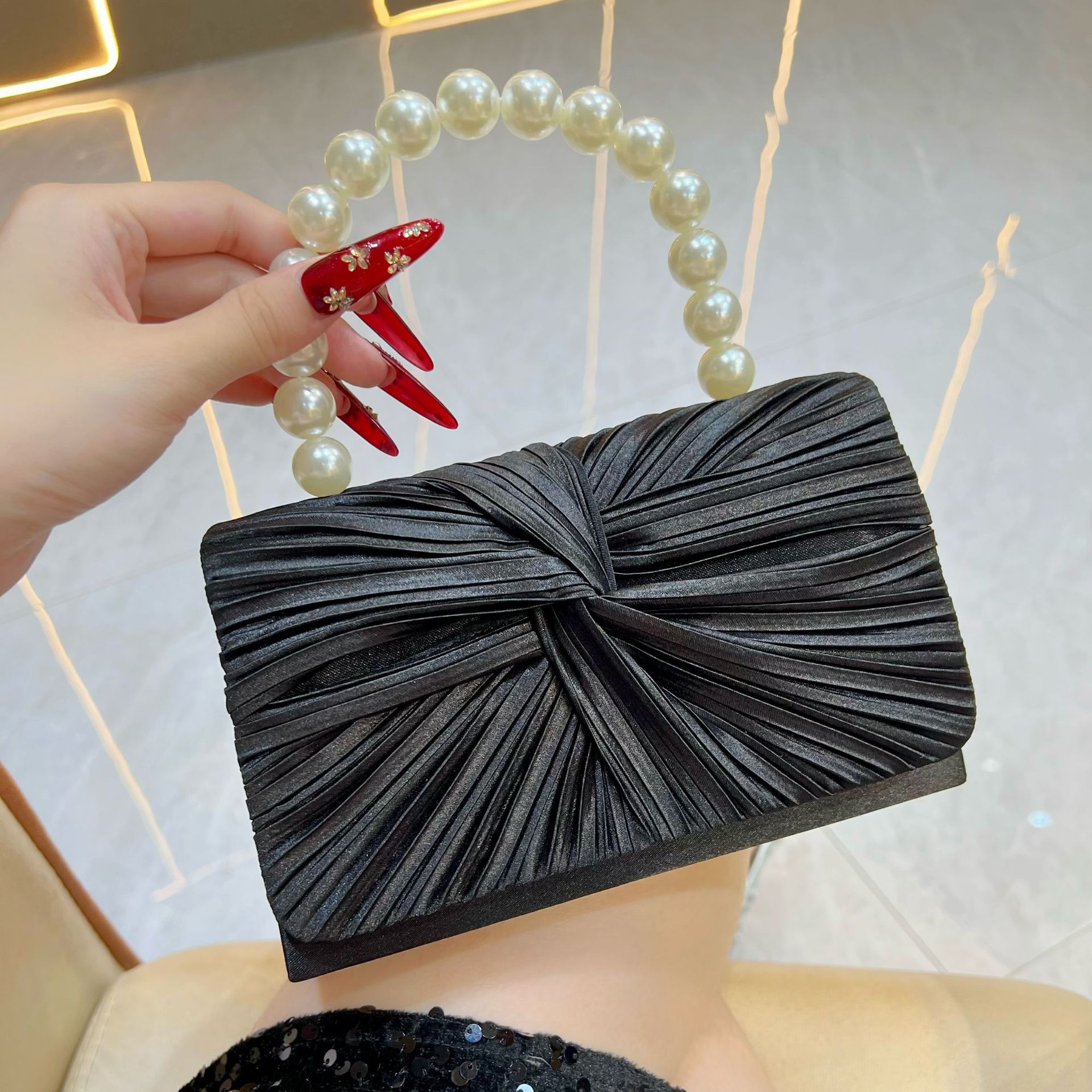 Bolso de noche plisado de lujo - Women'S Evening Bags reseña y precio
